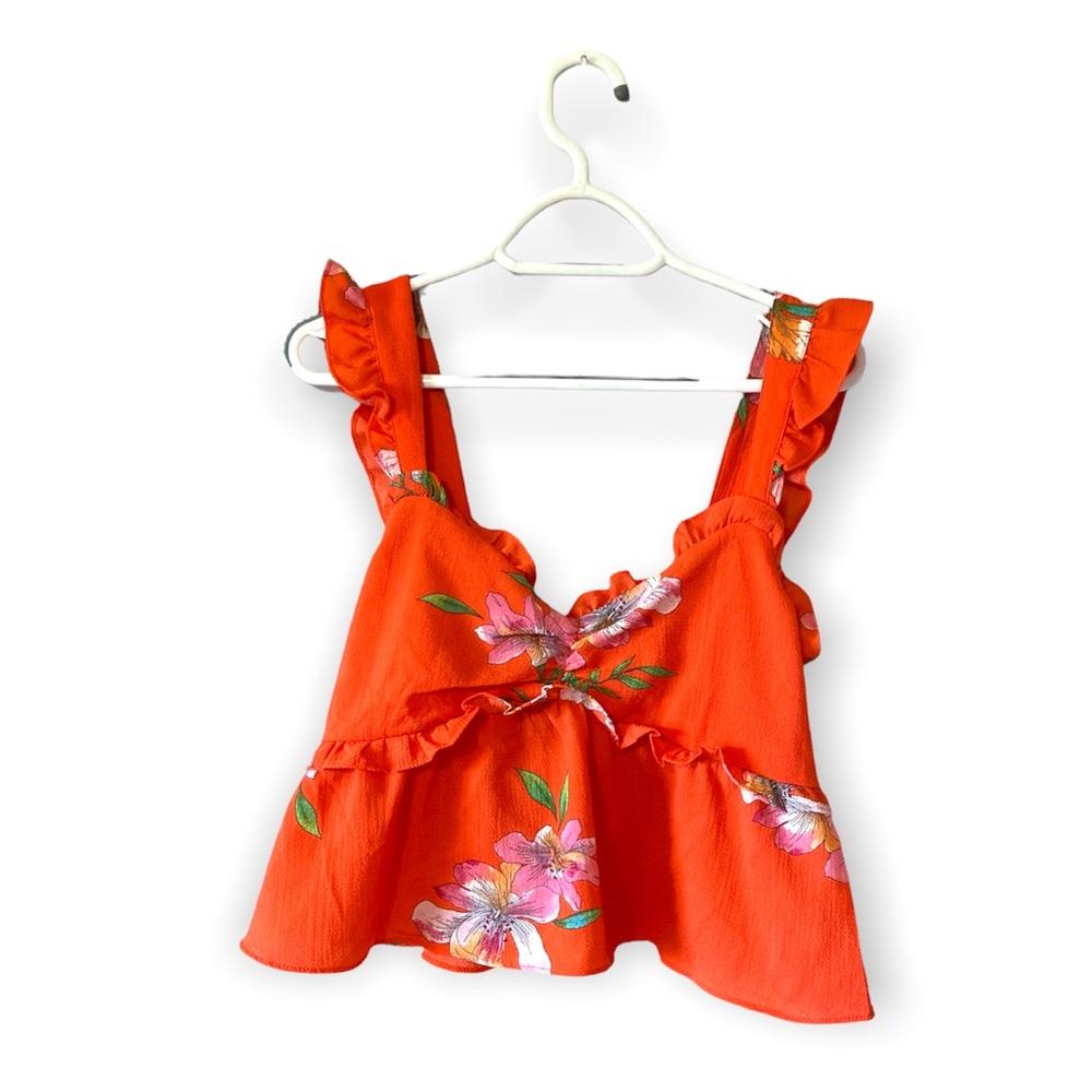 TIMING Coral Floral Crop Top size M
